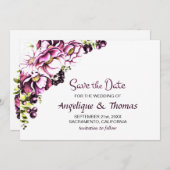 ピンク素朴のフローラ結婚式の日付を保存 セーブザデート (正面/裏面)