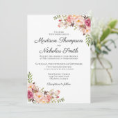 ピンク素朴のフローラ結婚式招待状カード 招待状 (スタンド正面)