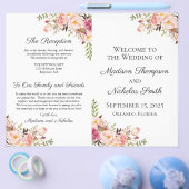 ピンク素朴のフローラ結婚式 プログラム チラシ (シングル)