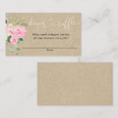 ピンク素朴のフローラ赤ちゃんシャワーおむつデッキカード エンクロージャーカード (正面/裏面)