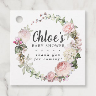 ピンク素朴のフローラ赤ちゃんシャワー フェイバータグ