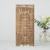 ピンク素朴のフローラ&ウッド結婚のメニューカード メニュー (スタンド正面)
