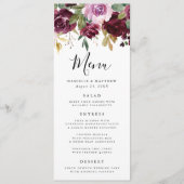 ピンク素朴のブルゴーニュとパープルのフローラ結婚ズ メニュー (正面)