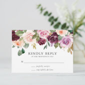 ピンク素朴のブルゴーニュとパープルのフローラ結婚ズ 出欠カード (スタンド正面)