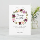 ピンク素朴のブルゴーニュとパープルのフローラ結婚ズ 招待状 (スタンド正面)