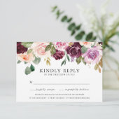 ピンク素朴のブルゴーニュと紫の食事の選択 出欠カード (スタンド正面)