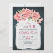 ピンク素朴のペイスンジャール海軍少女のシャワー 招待状 (正面)