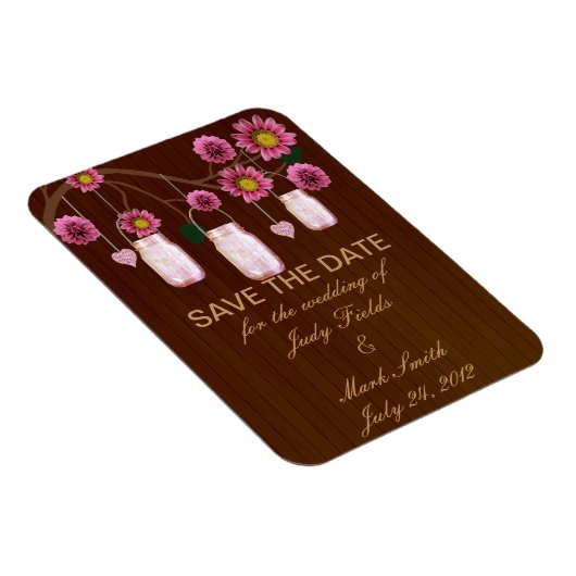 ピンク素朴のメイソンジャース日付磁石を保存 マグネット (右側)