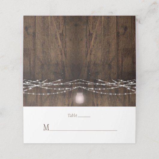 ピンク素朴のメイソンジャー文字列ライト座席表 プレイスカード (外部開封)