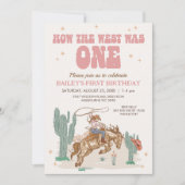 ピンク素朴のレトロ西が一歳の誕生日だった 招待状 (正面)