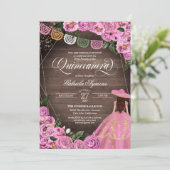 ピンク素朴のローズチャロカリンスドレスキンセアニラ  招待状 (スタンド正面)