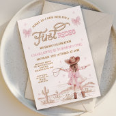 ピンク素朴の弓ガールズファーストRodeo 1st誕生日 招待状