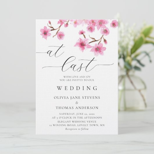 ピンク素朴の春さくらんぼが最後に咲き結婚出す 招待状 (スタンド正面)