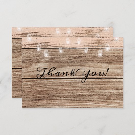 ピンク素朴の木と提灯 サンキューカード (正面/裏面)