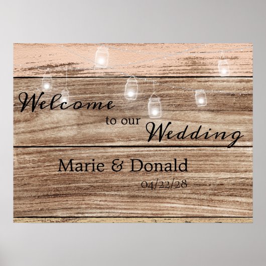 ピンク素朴の木と提灯 ポスター (正面)