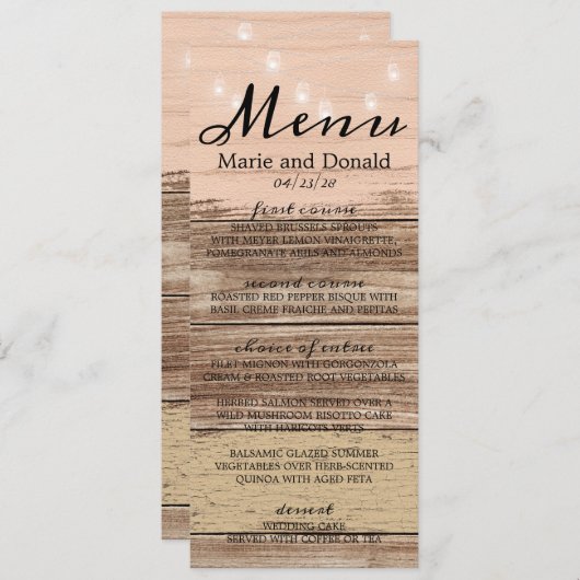 ピンク素朴の木と提灯 メニュー (正面/裏面)