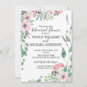 ピンク素朴の水の色のブーケのリハーサルディナー 招待状 (正面)