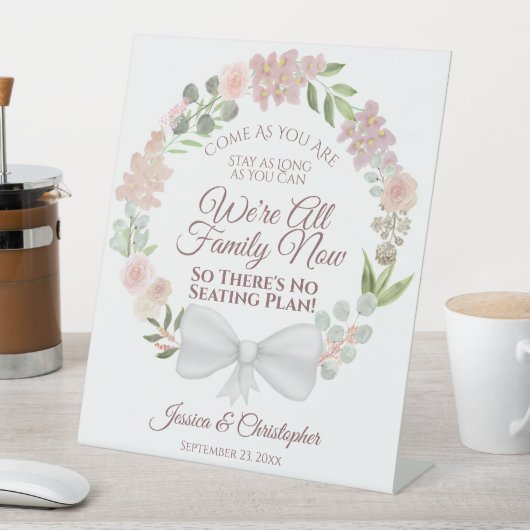 ピンク素朴の水彩フローラオープンシー結婚ト 台座サイン (インサイチュ)