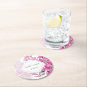 ピンク素朴の水彩フローラハンドハ絵を描ンド ラウンドペーパーコースター (インサイチュ)