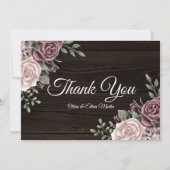 ピンク素朴の水彩フローラ木材 サンキューカード (正面)