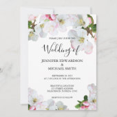 ピンク素朴の水色の花結婚式招待状 セーブザデート (正面)