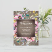 ピンク素朴の水色フローラブラウンキンセアニラ 招待状 (スタンド正面)