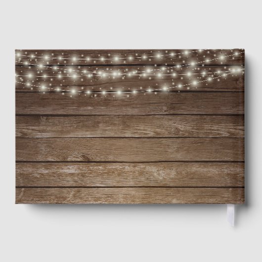 ピンク素朴の花のゲストブック付き木製バレル ゲストブック (裏面)