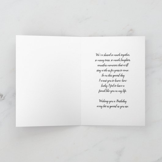 ピンク素朴の花フレンド誕生日カード カード (内部)