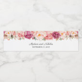 ピンク素朴の花結婚の水瓶ラベル ペットボトルラベル (シングルラベル)