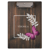 ピンク素朴の蝶クリップボード クリップボード (正面)