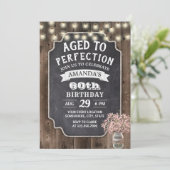 ピンク素朴の赤ちゃんの息のメイソンジャー60誕生日 招待状 (スタンド正面)