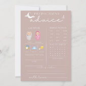 ピンク素朴の赤ちゃんシャワーアドバイス&予測カード 招待状 (正面)