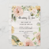 ピンク素朴のBOHOフラワーママへ蜂シャワー 招待状 (正面/裏面)