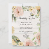 ピンク素朴のBOHOフラワーママへ蜂シャワー 招待状 (正面)