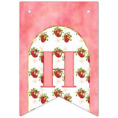 ピンク素朴イチゴハッピーバースデーベリーファースト バンティングフラッグ (第2の旗)