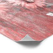 ピンク素朴ウエスタンブルスカルヒマワリ ポスター (角)