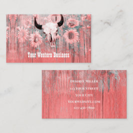 ピンク素朴ウエスタンブルスカルヒマワリ 名刺