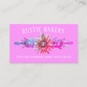 ピンク素朴ウッドズ転がピンヒマワリベーカリー 名刺 (正面)