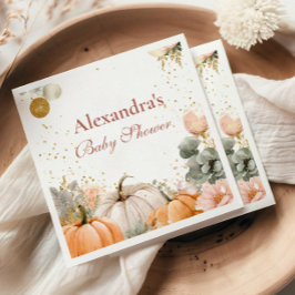 ピンク素朴カボチャの赤ちゃんシャワー スタンダードカクテルナプキン
