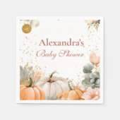 ピンク素朴カボチャの赤ちゃんシャワー スタンダードカクテルナプキン (正面)