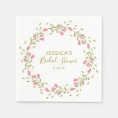 ピンク素朴ガーデンフラワーズカスタムブライダルシャワー スタンダードカクテルナプキン (正面)