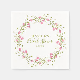 ピンク素朴ガーデンフラワーズカスタムブライダルシャワー スタンダードカクテルナプキン