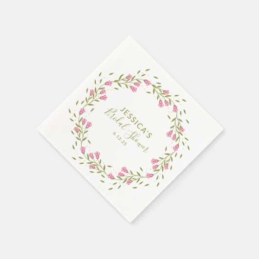 ピンク素朴ガーデンフラワーズカスタムブライダルシャワー スタンダードカクテルナプキン (角)