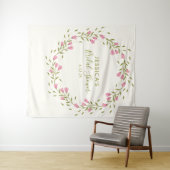 ピンク素朴ガーデンフラワーズカスタムブライダルシャワー タペストリー (インサイチュ(横))