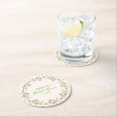 ピンク素朴ガーデンフラワーズカスタムブライダルシャワー ラウンドペーパーコースター (インサイチュ)