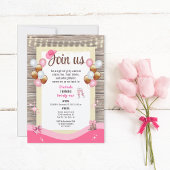 ピンク素朴ガーリー女性のカーボーイブーツハット誕生日 招待状