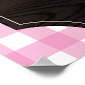 ピンク素朴ギンガムサンフラワーズモノグラムモモモザバー ポスター (角)