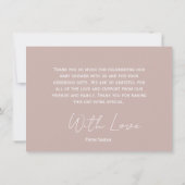 ピンク素朴クのサンキュー雲の赤ちゃんシャワー サンキューカード (裏面)