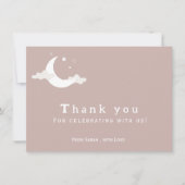ピンク素朴クのサンキュー雲の赤ちゃんシャワー サンキューカード (正面)