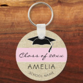 ピンク素朴クラス及び学名卒業 キーホルダー (正面)